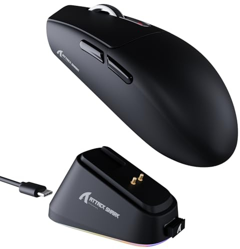ATTACK SHARK G3PRO Souris de Jeu sans Fil avec Station de Charge Magnétique, Capteur PixArt PAW3311, Jusqu'à 25000 DPI, Bluetooth/2,4GHz/Filaire, 59g Ultra-légère Souris pour PC/Xbox/PS/Mac - Noir