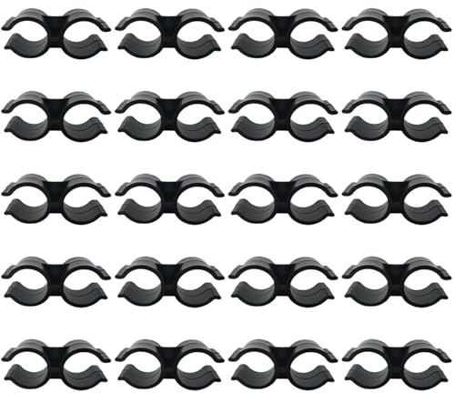 20Pcs Double Pipe Clamp, Inner Dia. 1 Inch PVC Plastic Pipe Clamp, Double Shelf Pole Connector, Linking and Fastening Fastener Accessories