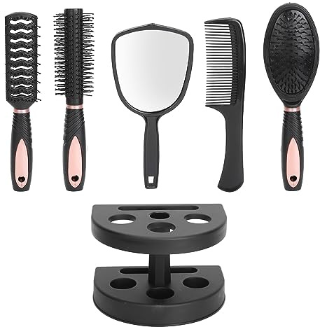 Juego de cepillos para el cabello, soporte para espejo, 5 uds., soporte para peine de masaje para desenredar, Material ABS portátil para el hogar, viajes y oficina