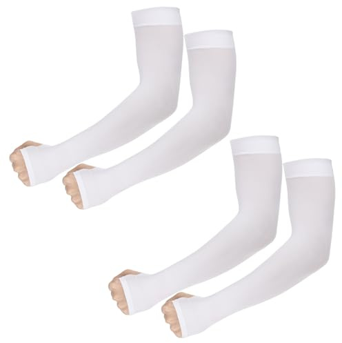 Ouligay 2 Pairs Arm Sleeves for Men Women UPF 50 UV Sun Protection Arm Sleeves with Thumb Hole Cooling Sports Compression Sleeve to Cover Arms Tattoo Cover Up Sleeve