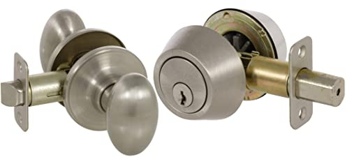 Callan KE3001 Carlyle Series Grade 3 Keyed Entry Knob & Single Cylinder Deadbolt Set44; Satin Nickel