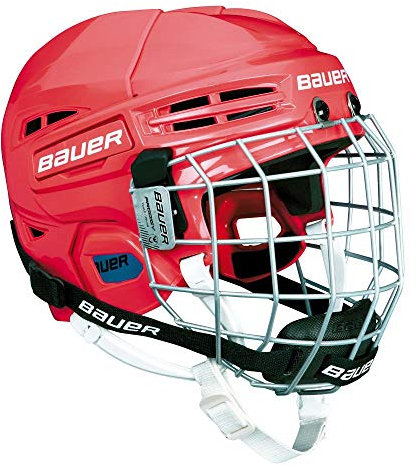 Bauer Kinder Helm mit Schutzgitter für Eishockey PRODIGY-Serie, rot, one Size, 1045723