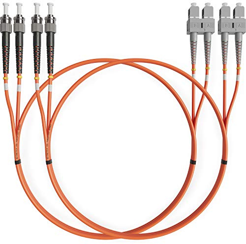 BEYONDTECH Cable de fibra óptica SC a ST OM1 Multimodo Duplex (5 Metros - 2 Unidades) - Latiguillo Doble Fibra Óptica UPC/UPC - 62.5/125 (LSZH)