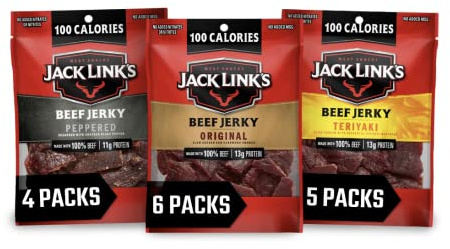 Jack Link's Beef Jerky Variety Pack – Includes Original, Teriyaki and Peppered Jerky, Bulk Protein Snack Pack, Good Source of Protein, Meat Snacks Made with 100% Beef – 1.25 Oz (Pack of 15)