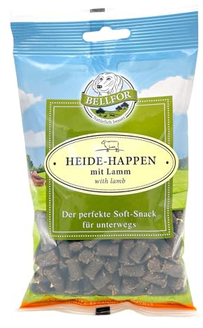 Bellfor Heide-Happen getreidefreie Soft-Snacks für Hunde mit hoher Verdaulichkeit, ohne tierische Nebenerzeugnisse. Soft-Leckerli für Hundetraining, 200 g (Lamm)