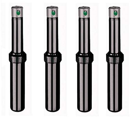 Opengardenweb 4 x Aspersor de turbina Pop-Up 3/4 Super-Pro K-Rain con juego de boquillas de repuesto de regalo | con control de flujo | Cubierta de goma | Patente revolucionaria anti-atascos