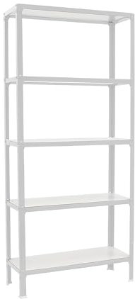Simonrack Metallregal, 5 Ebenen, 1800 x 800 x 300 mm, Homeclick WOOD Mini, Weiß