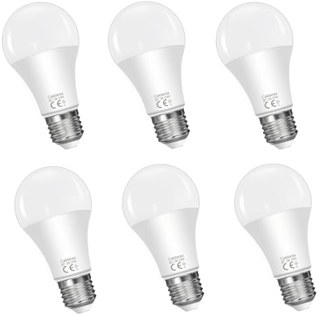 Caldarax 6er-Pack 12W E27 LED Lampe, 12 W entspricht 60W 100W Halogenlampe, Warmweiß 2700 K, 1200 LM, AC175–265V, Nicht dimmbar, A60 Big Screw E27-Sockel, Energiesparlampe