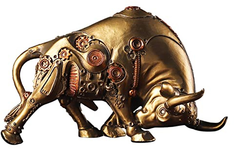 Büro Deko Stier Figur Skulptur, Harz Dekoration Tier, Repräsentiert Glück der Karriere und Reichtum, für Home Office Schreibtisch Geschenk Dekor (22*10*23cm)