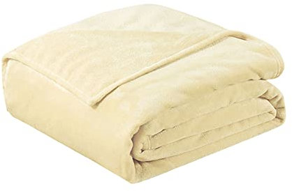 Kuscheldecke Wohndecke Fleecedecke Extra Warme Weiche Decke Sofadecke/Couchdecke TV Decke Flauschige Decke Mikrofaser Bettüberwurf Tagesdecke,Beige,100x140CM