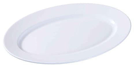 Acan Fuente ovalada Toledo fabricado en vidrio opal, ideal para servir postres o aperitivos, apto para lavavajillas. 2,5 x 26 x 35,5 cm