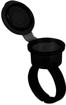 50 Stück Tattoo Ink Rings Cups, tragbarer Tattoo Pigment Ring mit Deckel, Finger Cups, Tattoo Kleberhalter, Kunststoff Nail Art Wimpern Verlängerungsringe (Schwarz)