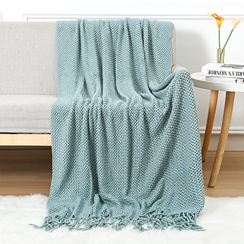 LumiSyne Strickdecke Mit Quaste Atmungsaktiv Zellulare Decke Nordisch Stil Weich Kuscheldecke Überwurf Tagesdecke Dekorative Decke Für Sofa Bett Sessel Stuhl
