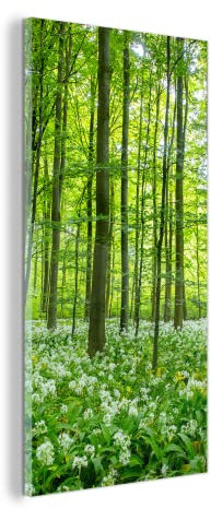 MuchoWow Glasbild Glasfoto Wandbild Bilder Deko 60x120 cm Wald - Bäume - Grün