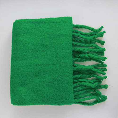 WLLDDDIU Schal Damen-Schal Aus Kaschmir-Feeling, Weicher, Dicker, Warmer Strickschal, Grüner Schal, Quaste, Einfarbig, Wickelschal, Winter-Deckenschal, Trendige Stola-Schals Für Damen Und Mädchen