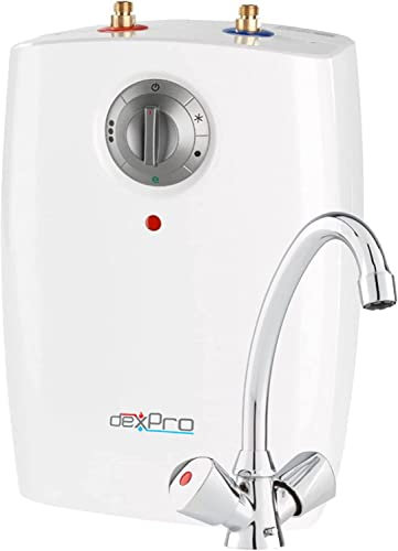 dexPro 2kW Water Heater Undersink Electric 5 Litre Storage Tank for Light Commercial and Domestic Use: with Mixer Tap and Hoses: Temperature Control, Frost Protection, Thermal Cut Out: Energy Rating A
