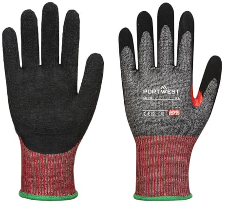 Portwest A672 CS Cut F13 Nitrile Glove Reinforced Thumb Crotch Touchscreen | Black, Medium, OEKO-TEX STANDARD 100, EN 407, 13 Gauge Liner, Wet and Dry Grip, Breathable, Reflective, Workwear