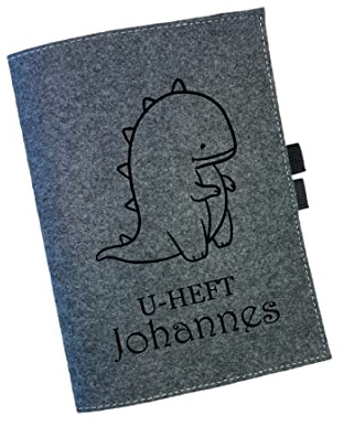 AWASG U-Heft Hülle Filz mit Namen | Personalisierte Schutzhülle Mutterpass Impfpass | Motiv Tiere Jungen Mädchen | Geschenk-Idee Schwangere Mütter Geburt Taufe Dino