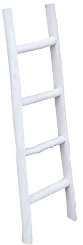 Biscottini Scaletta porta asciugamani bagno 100x7x28 - Scala Decorativa in Legno - Scala portasciugamani - Scaletta legno appendi asciugamani - Portasciugamani da parete Metallo, Bambu