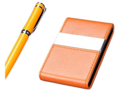 Kartenhülle Visitenkartenetui Leder Große Kapazität Visitenkartenhalter Herren Damen Tragbarer Kartenhalter Bankkartenhalter Tragbarer Visitenkartenhalter Visitenkartenhalter (Color : Oranje)