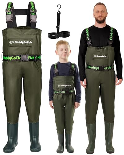 Daddygofish Bröstvadare För Barn Och Vuxna, Fiske Och Jakt Vadare Med En Ficka Och En Vadarhängare