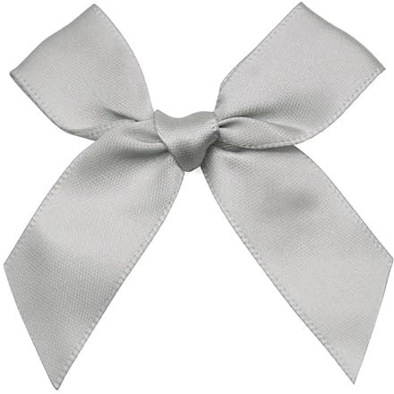200 Stück Satinband Schleifen 7cm Mini Schleife Dekoration Klein Satinschleife Deko Schleifen Geschenkschleifen Basteln Schleifen für Hochzeit Dekoration Valentinstag Geschenkverpackung -Silber grau