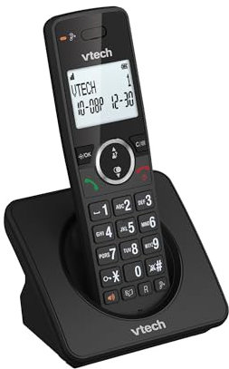 VTech ES2000 Telefono senza fili DECT con blocco chiamate, amplificatore di volume, ID chiamante/chiamata in attesa, 18 ore di autonomia, schermo e tastiera retroilluminati, modalità ECO