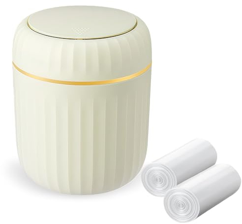 MEETOZ Desktop Trash Can,with Press Type Lid,Mini Plastic Desktop Trash Bin for Family Living Room Kitchen Bathroom Office Car Indoor Plastic Trash Can,with 60 sheets of Trash Bags (Green)