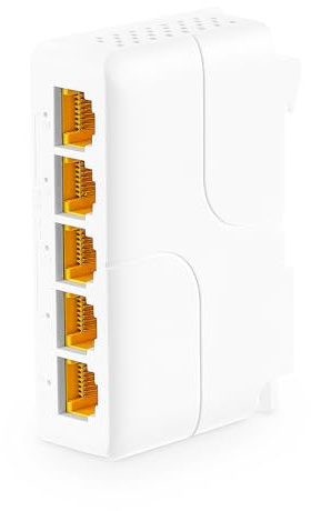 MokerLink 5-Port Gigabit PoE Extender, IEEE 802.3 af/at/bt 90W Repeater, 10/100/1000Mbps, 1 Ein- 4 Ausgang, Wand- & DIN-Schienenmontage Passthrough Switch