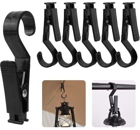 XoeLLe Wäscheklammern 5 Stück Stiefelklammer Klammerhaken Handtuchklemmen Zeltclips Lichthaken Stiefelklammer Campingzelt Haken mit Clips Drehbarer Haken für Campinglampe Wäsche aufhängen Trocknen