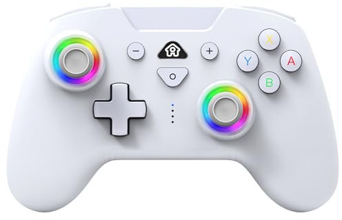 SUBSONIC – Wireless Controller für Switch und Switch 2 – Bluetooth drahtloser Controller mit LED, Vibration und 6-Achsen-Gyro - Weiß
