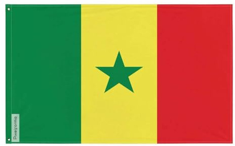 Drapeau du Sénégal – Plusieurs Tailles – Polyester Résistant – Usage Intérieur/Extérieur – Bande Blanche Sans œillet – Pixelforma