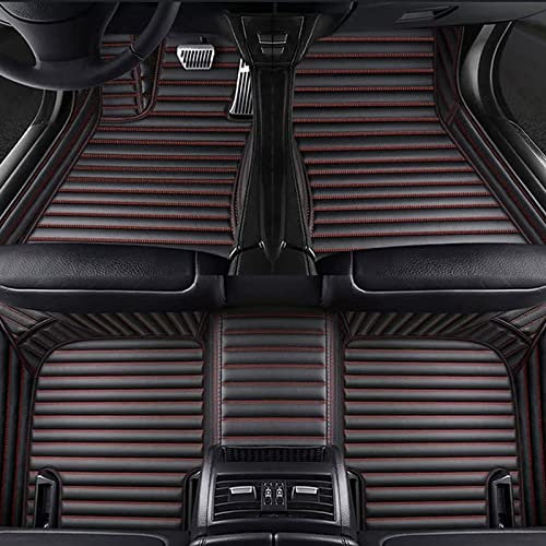 StrOux Auto Fußmatten Leder Für Citroen Berlingo 2007, Maßgeschneiderte Vorne Hinten Automatten wasserdichte rutschfeste Teppiche Bodenmatte Set Schutzmatten ZubehöR,B/Black Red