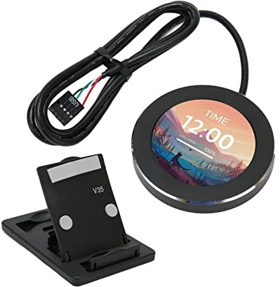 Yunir Schermo LCD per Raffreddamento a Liquido, Schermo per Raffreddamento Ad Acqua Dimmerabile Multifunzione Rotondo IPS 2.1in 480x480, con Interfaccia PH, per Chassis Desktop