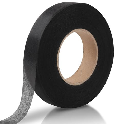 UKOFEW Saumband Ohne Nähen Rolle, Bügelband Saumband, Bügelband zum Aufbügeln, Klebeband zum Aufbügeln, zum Reparieren von Stoff, Vorhang, Kleidung (Schwarz, 20mm x 64m)
