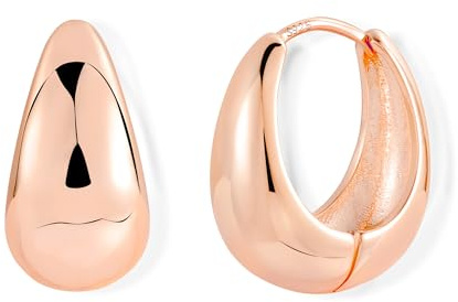 ASH'S CHOICE Boucles d'oreilles cartilage lisse drapé en argent sterling/plaqué or 14 carats Huggie Hoops Boucles d'oreilles mini Klobig en or et argent Grandes boucles d'oreilles créoles légères