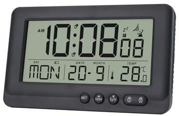 HAPPMY Funkwecker Digitalmit 2 Weckzeiten, Wecker Digital mit Licht, Funkuhr mit Temperaturanzeige, Digital Uhr mit Datum und Wochentag, Digitaler Wecker Batteriebetrieben Weiß