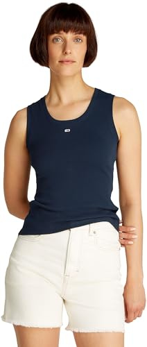 Tommy Jeans Damen Tank Top Essential Rib Slim Fit, Blau (Dark Night Navy), XL