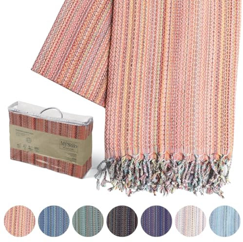 MyStilo® Strandtuch 100% Baumwolle - Weiches Hamamtuch, Badetuch 100x180cm, 20 Farben Mix, Schnell Trocknend - Saunatücher, Türkisches Handtuch für Yoga, Badetuch XXL (Vermillion orange Mix)