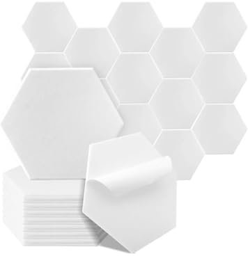HWJFDC Padded Wall Panels 12pcs Self Adhesive Acoustic Panel Sound Proof Padding Hexagon High Density Soundproof Foam Panels Acoustic Wall Panel For Home(White)
