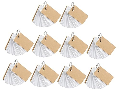 LALAFINA Quadratischer Notizblock 10 Stück aus Kraftpapier in Weiß | Binder Stil, Tragbar für Büro und Tagesplanung, Praktische Loseblatt Notizkarten