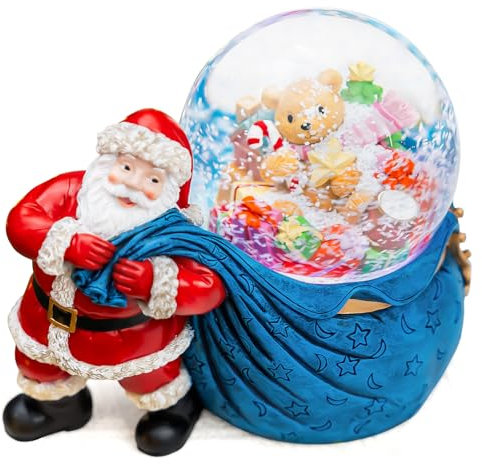 Palla di neve musicale con Babbo Natale, nevicata automatica, luci colorate, decorazioni festive, regalo fatto a mano, per famiglie, amici, perfetto centrotavola natalizio, riproduce 14 classici canti