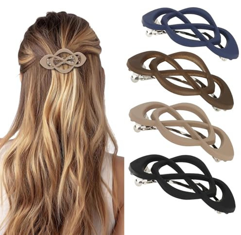 Yeomju Haarspangen Damen Mit Kreuzdesign, Französische Große Haarspange, Langlebig Und Vielseitig Für Verschiedene Frisuren, 4er Set In Eleganten Farben