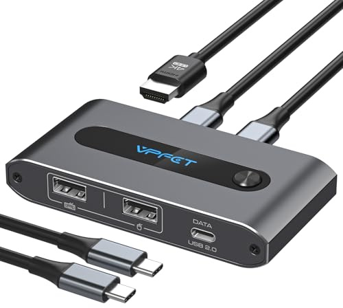 AILVLVNG HDMI KVM Switch 2 PC 1 Monitor, 4K@60Hz USB C KVM Switches 2 port für 2 Computers Sich Teilen Einzeln Monitor