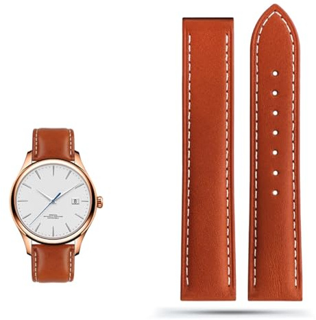 Clouism Echtes Lederarmband für Omega Seamaster 300 150 Speedmaster 007 AT150 Braunes Herrenarmband 20mm 22mm(B light brown,22mm)