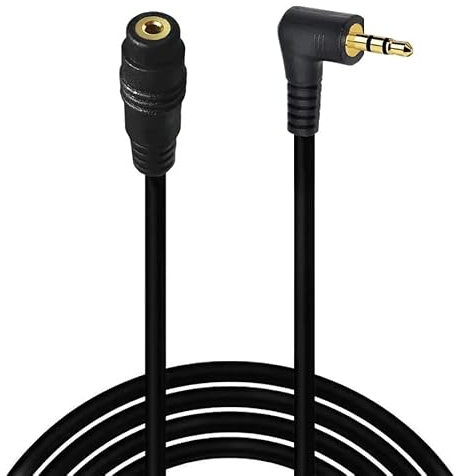 TECHZOCO Cavo Audio Prolunga Estensore, Connettore Jack 90° Audio Stereo 3,5 mm Maschio a Femmina, Cavo Prolunga Audio Stereo, Adatto per Altoparlanti, Cuffie, Cellulare, Tablet, MP3, Nero, 1 metro