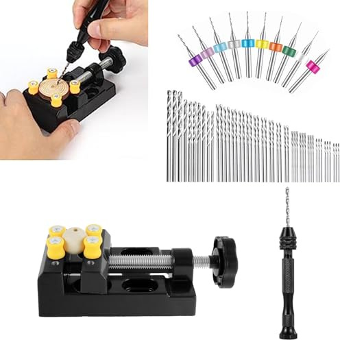 Taladro manual para miniaturas, Taladro manual con tornillo de banco,Juego de brocas helicoidales de taladro manual de 60 piezas | Taladro en miniatura, Taladro Hobby, Kit de taladro manual, Taladro d