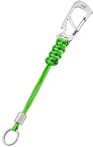 KeyUnity KC04 Fallschirmschnur-Schlüsselring, Geflochtenes Schlüsselband Mit Edelstahl-Schlüsselring Und Perlen, Karabiner-Multitool Zum Aufhängen Von Wasserflaschen, Kameratasche
