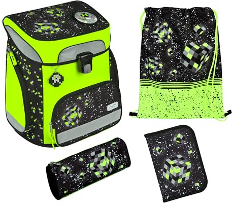Scooli zaino della scuola EasyFit Schulranzen-Set 5 -pezzi Glow Edition Space Robot nero