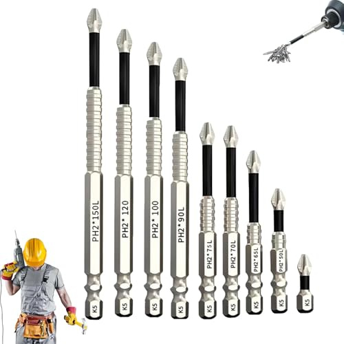 Qosigote High Magnetic Screwdriver Drill Bit Set, Strong Magnetic Screwdriver Bits, Impact-Resistant for Elektrisch Und Manuell 25 50 65 75 100 120 150mm (25 50 65 70 75 90 100 120 150)